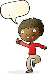 cartoon excited boy with speech bubble
