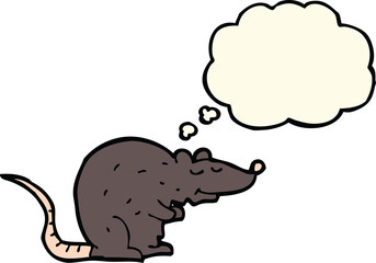 cartoon black rat with thought bubble