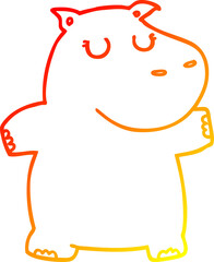 Obraz premium warm gradient line drawing of a cartoon hippo