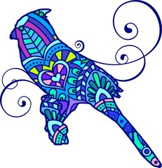 Colorful Animal Mandala - Cardinal Bird