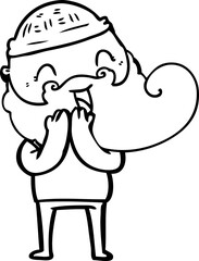 happy bearded man laughing