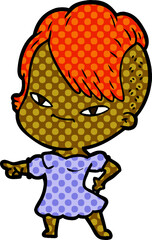 cute cartoon girl with hipster haircut
