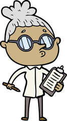 cartoon woman wearing glasses