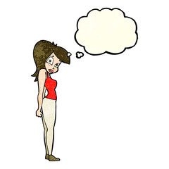 cartoon pretty woman  with thought bubble