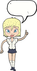 cartoon woman making point with speech bubble