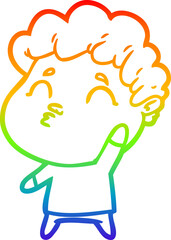 rainbow gradient line drawing of a cartoon man pouting
