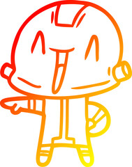 warm gradient line drawing of a cartoon robot