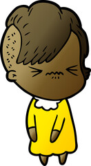 cartoon annoyed hipster girl