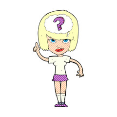 cartoon woman asking herself a question