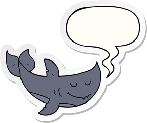 cartoon shark with speech bubble sticker