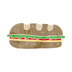 freehand retro cartoon huge sandwich