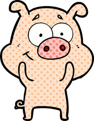 happy cartoon pig