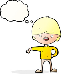 cartoon happy man with thought bubble