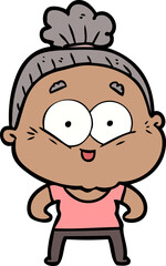 cartoon happy old woman