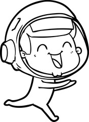 happy cartoon astronaut