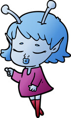 cute alien girl cartoon