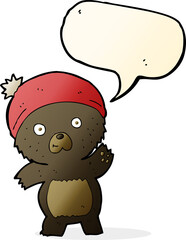 cute cartoon black bear with speech bubble
