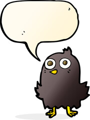 funny cartoon bird with speech bubble