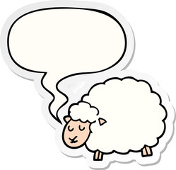 cartoon sheep with speech bubble sticker