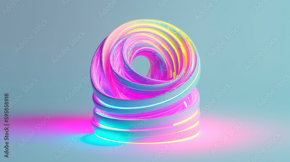 Aufkleber neon pastel spirangle on white background with copyspace. generative ai