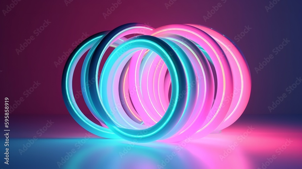 Poster neon pastel spirangle on white background with copyspace. generative ai