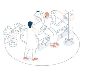 Hospital - modern line design style isometric illustration