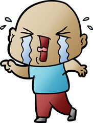 cartoon crying bald man