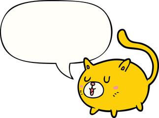 cartoon happy cat with speech bubble