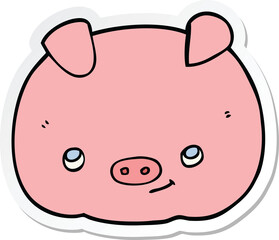 sticker of a cartoon happy pig