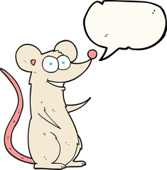 freehand drawn speech bubble cartoon happy mouse