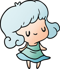 gradient cartoon illustration kawaii of cute girl