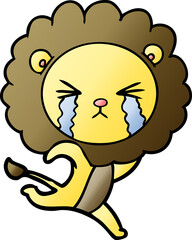 cartoon crying lion running away