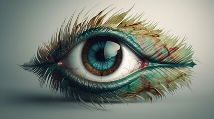 Palm with a painted eye in boho style. Generative ai