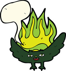 cartoon spooky vampire bat with thought bubble