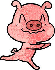 Fototapeta premium nervous cartoon pig running