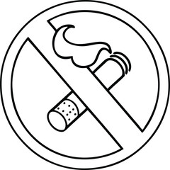 line drawing cartoon of a no smoking allowed sign