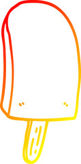 warm gradient line drawing of a cartoon ice lolly