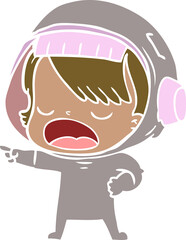 flat color style cartoon talking astronaut