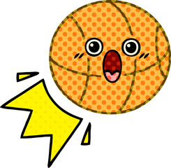 comic book style cartoon of a basketball