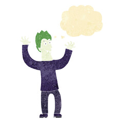 cartoon halloween vampire with thought bubble