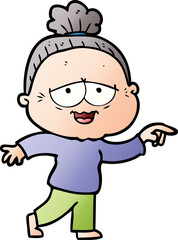 cartoon happy old lady