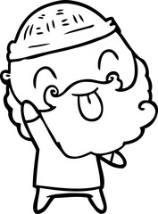 man with beard sticking out tongue