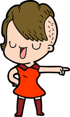 cute cartoon girl with hipster haircut