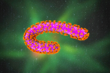 Marburg virus, 3D illustration. RNA viruses that cause Marburg haemorrhagic fever