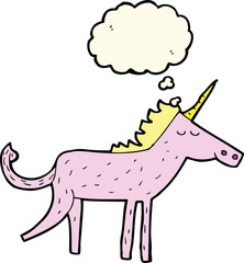 cartoon unicorn with thought bubble