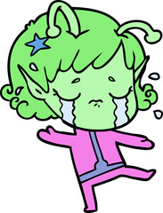 cartoon crying alien girl