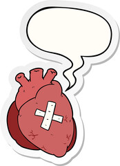 cartoon heart with speech bubble sticker