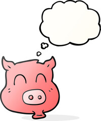 freehand drawn thought bubble cartoon pig