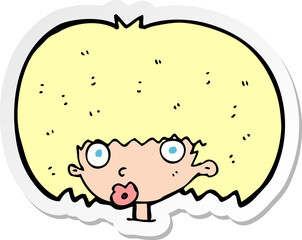 sticker of a cartoon surprised woman