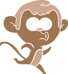 flat color style cartoon surprised monkey